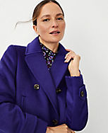 Wool Blend Notched Collar Peacoat carousel Product Image 3