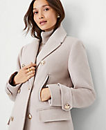 Wool Blend Notched Collar Peacoat carousel Product Image 3