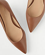 Leather Pointy Toe Kitten Heel Pumps carousel Product Image 1