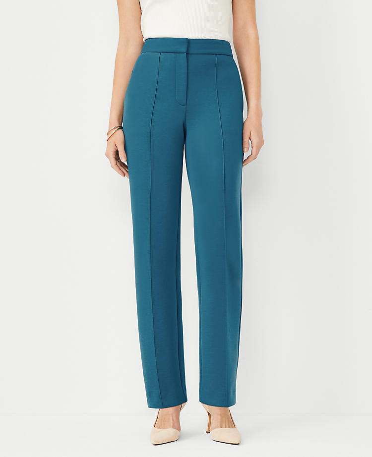 The Petite Pintucked Straight Pant in Double Knit - Curvy Fit