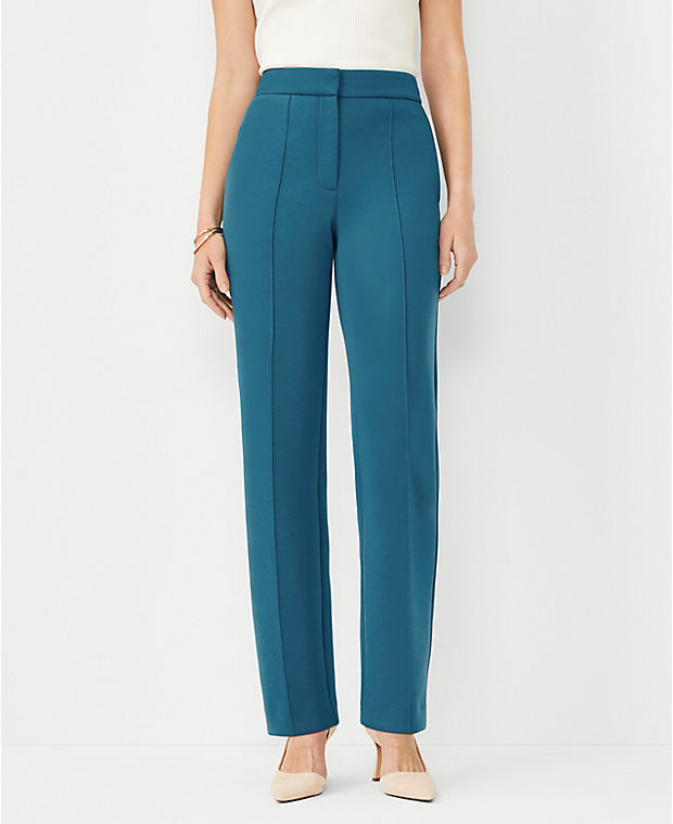 The Petite Pintucked Straight Pant in Double Knit - Curvy Fit