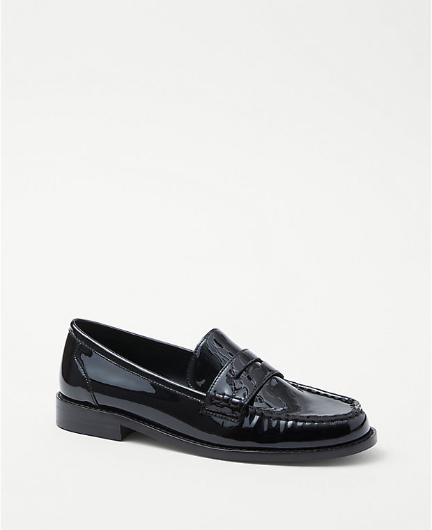 Gathered Seam Patent Penny Loafers