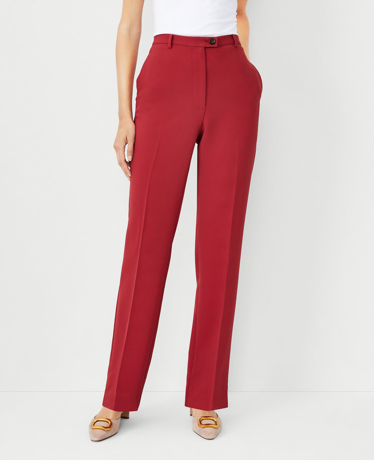 HAUTE TO TROT RED STRIPED SATIN WIDE-LEG PANTS, Petite Looloo