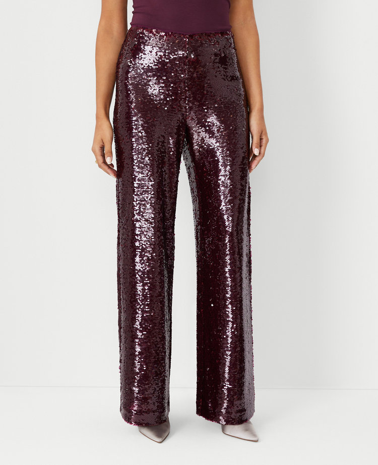 High-Rise Wide-Leg Sequin Pant