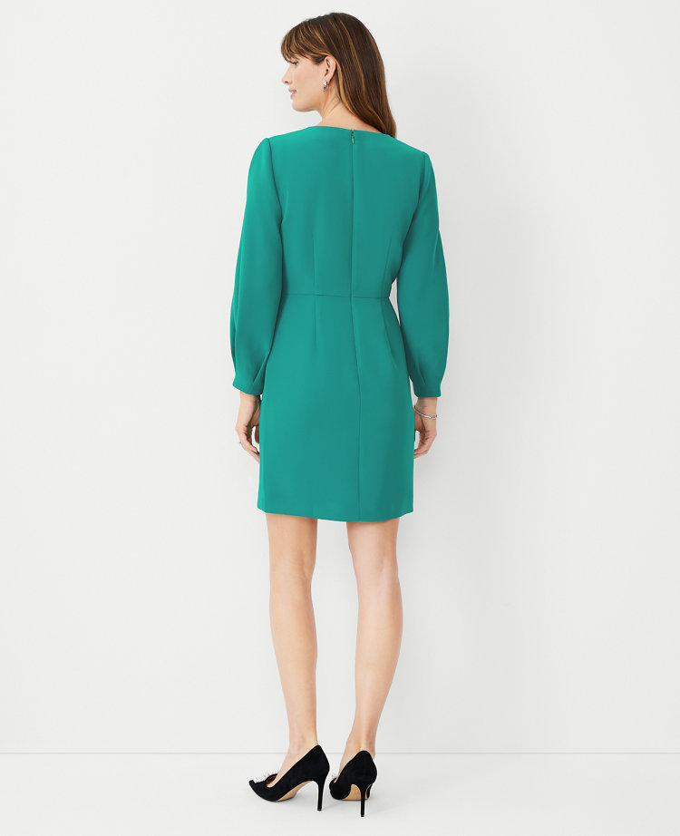 Pleated Sleeve Sheath Dress