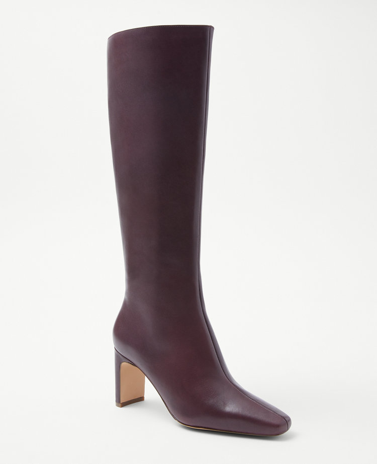 Burgundy leather hot sale knee boots