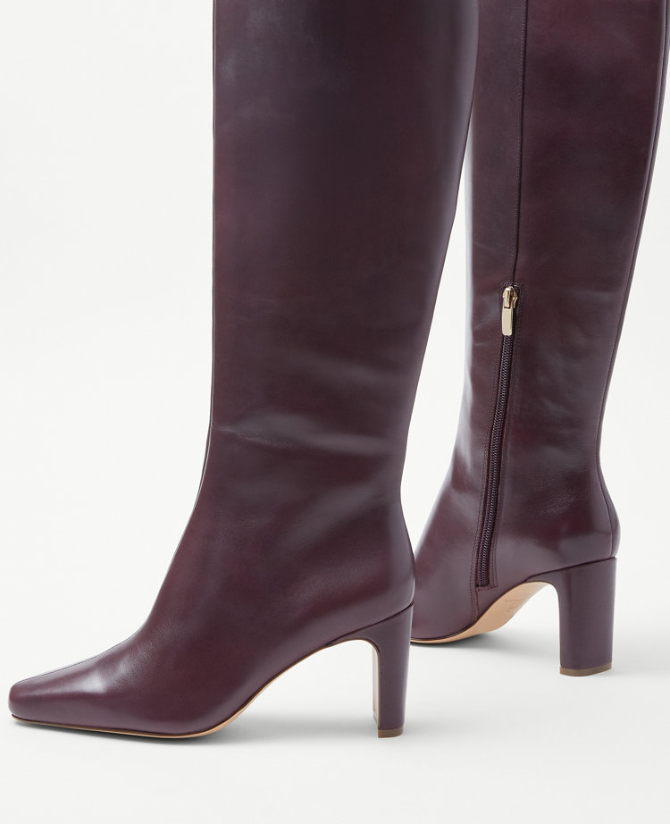 Burgundy leather booties sale