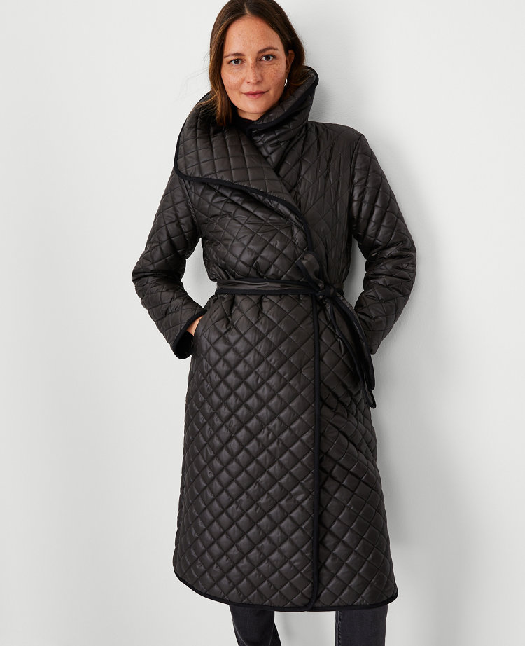 Black belted best sale padded coat