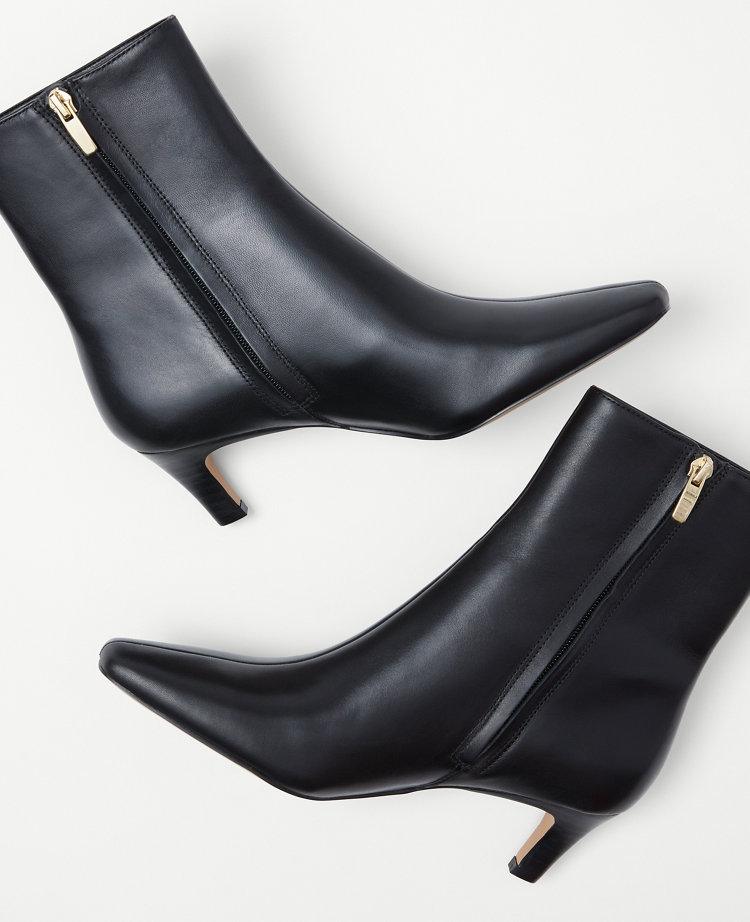 Black leather clearance booties pointed toe