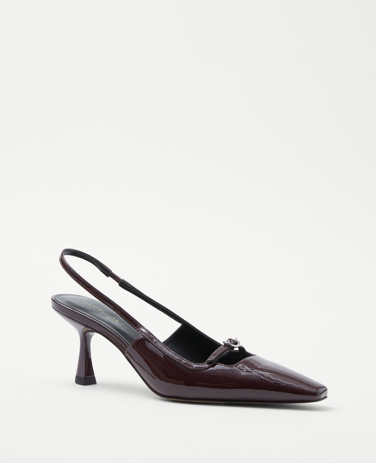 Leather Slingback Pumps in Black - Prada