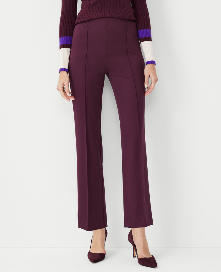 The Pintucked Easy Straight Ankle Pant in Crepe