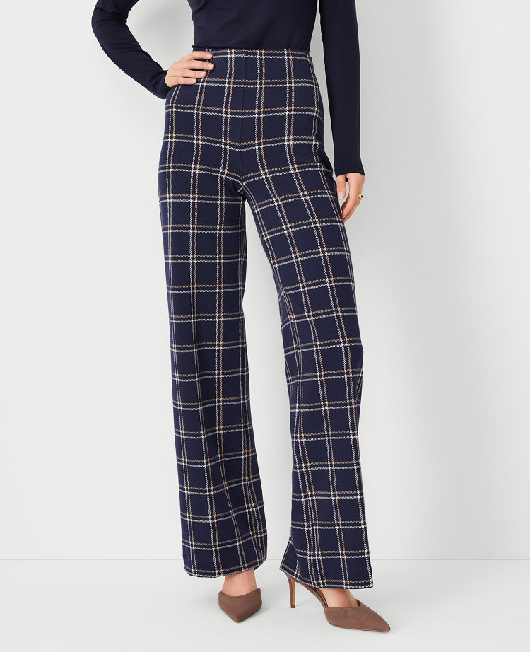 The Side Zip Straight Pant in Plaid