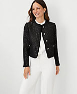 The Short Patch Pocket Jacket in Sequin Fringe Tweed carousel Product Image 1