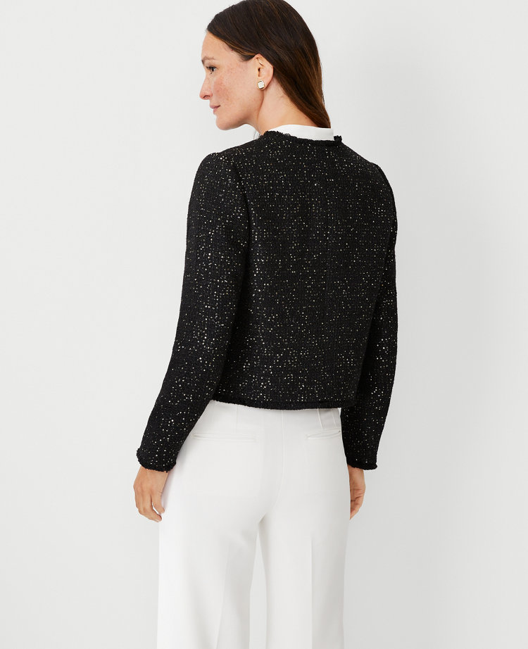 The Short Patch Pocket Jacket in Sequin Fringe Tweed