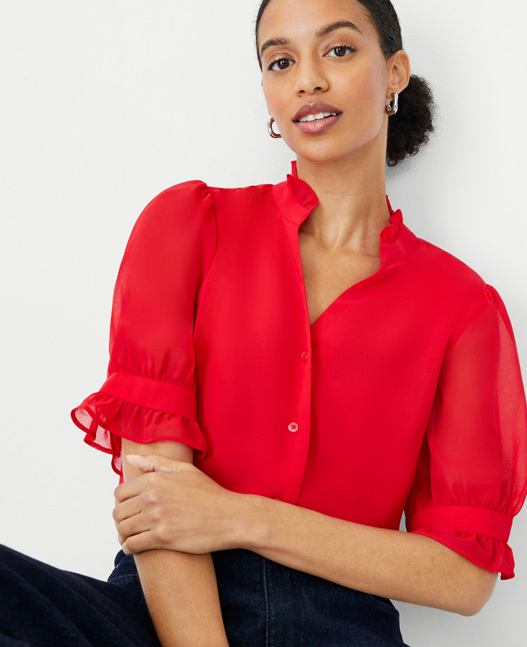 Women's Red Tops, Blouses & Shirts Ann Taylor