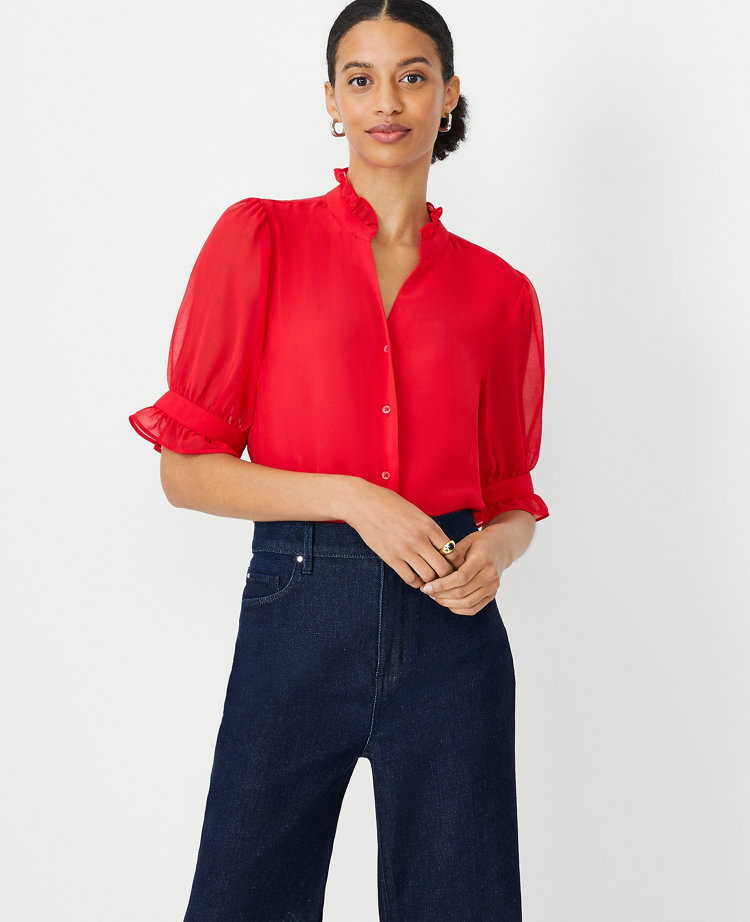 Women's Red Tops, Blouses & Shirts Ann Taylor