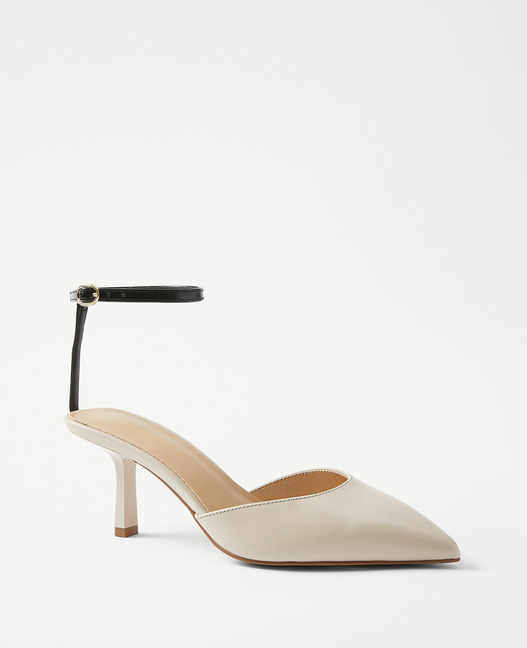 Leather pumps with ankle 2024 strap