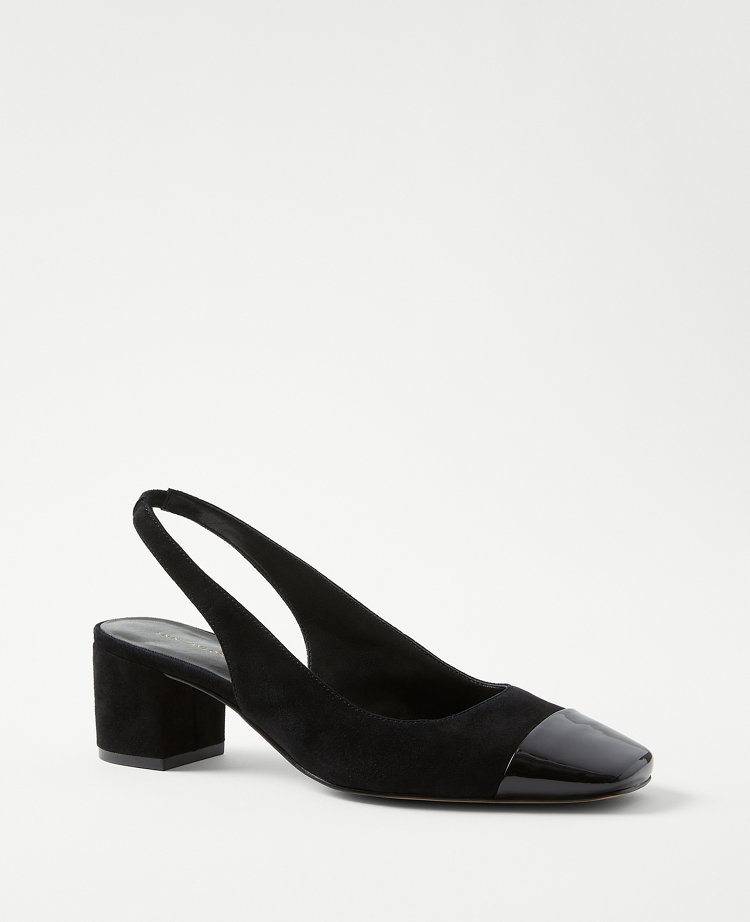 Black block heel slingback clearance shoes