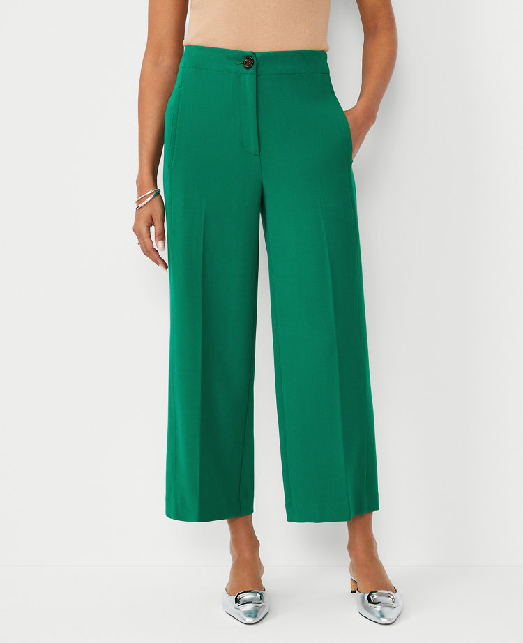 Ann Taylor The Kate Wide Leg Crop Pant In Evergreen