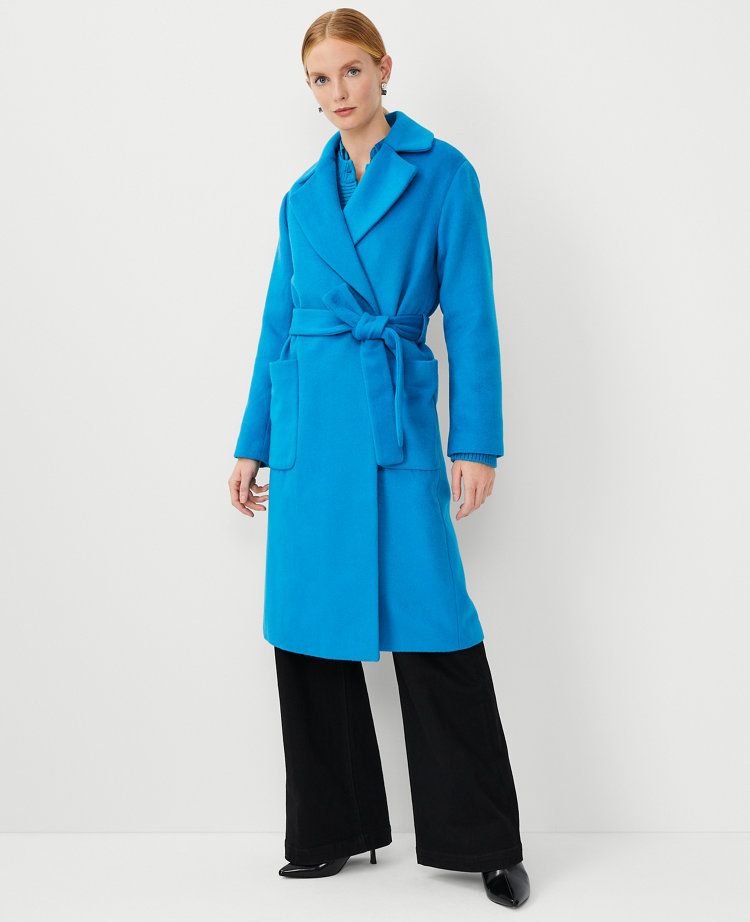 Wool Blend Belted Flared Bottom Coat  Wool wrap coat, Long wool coat, New  look women