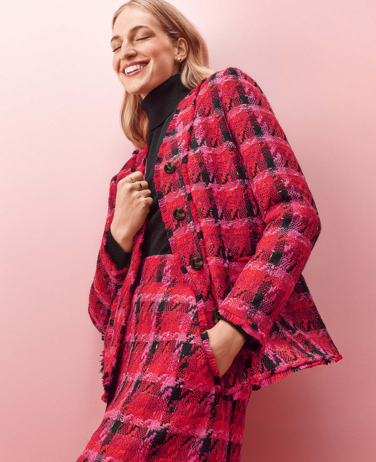 Houndstooth cheap long jacket