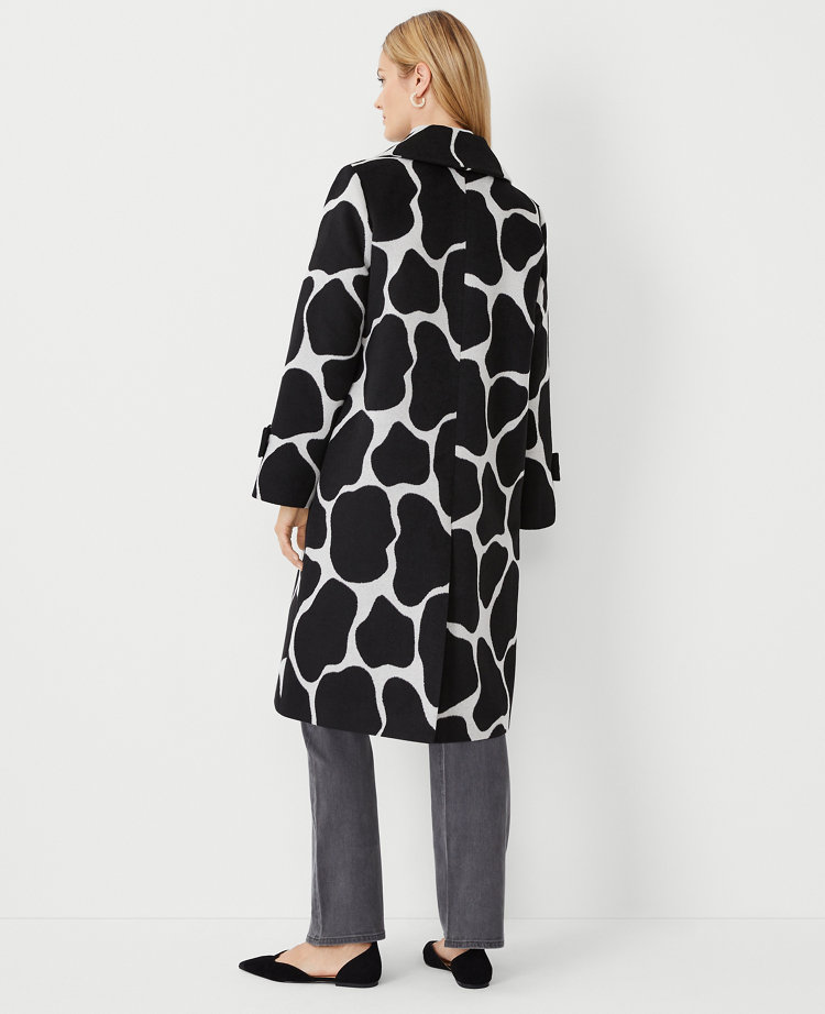 Ann Taylor Giraffe Print Mac Coat Black Women's