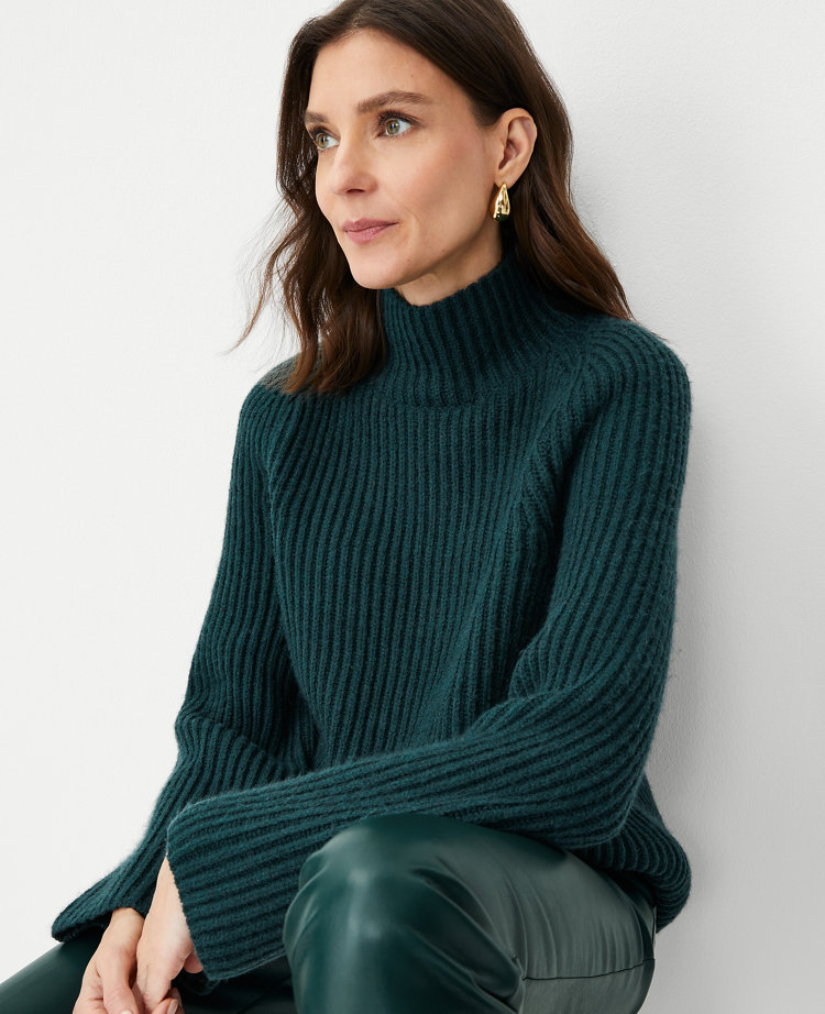 Change the Season Emerald Green Ribbed Turtleneck Sweater Dress