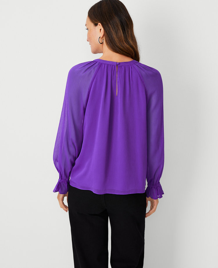 Bagatelle Smocked Velvet Prairie Blouse Dressy Top