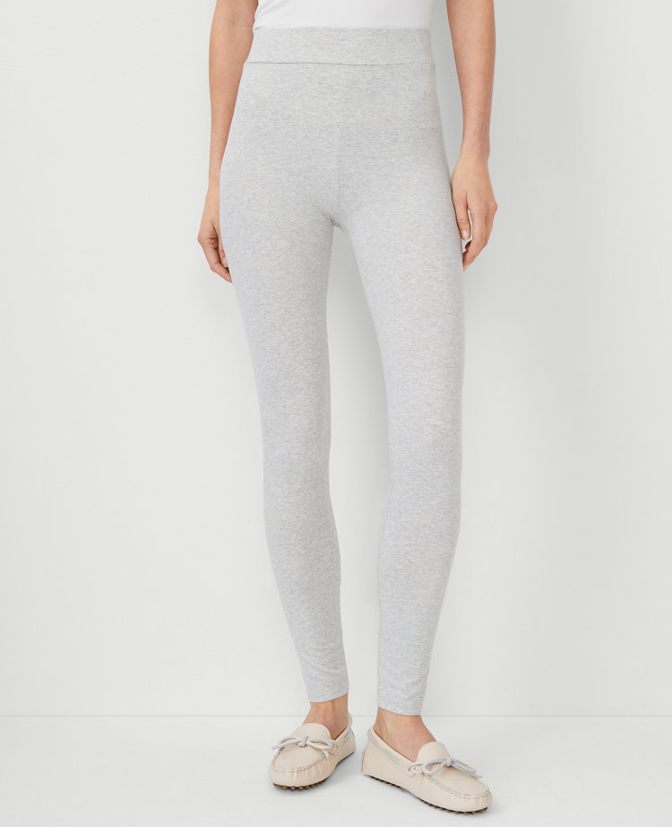 Ann Taylor Heathered Essential Leggings Light Heather Grey Women's