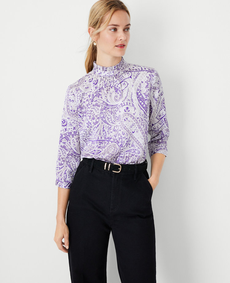 Paisley Ruffle Collar Top carousel Product Image 1