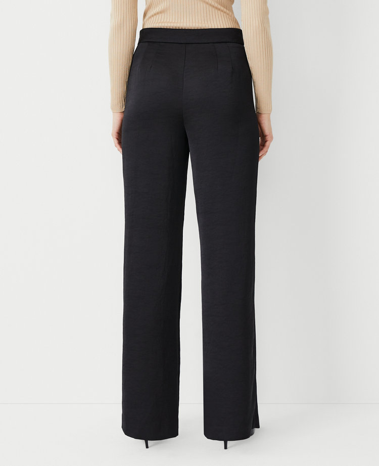 Wide-leg Satin Pants - Black - Ladies