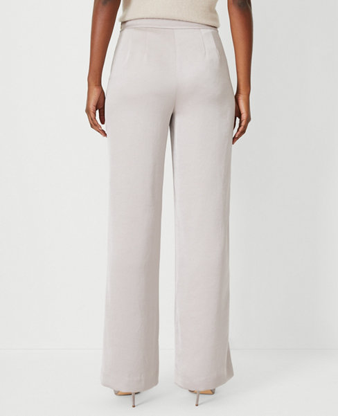 The Side Zip Wide Leg Pant in Satin