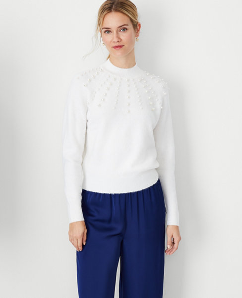 Pearlized Mock Neck Sweater