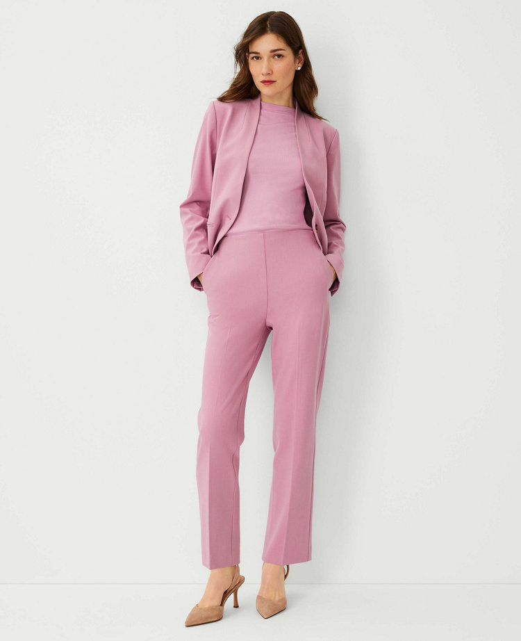 The High Rise Side Zip Straight Pant in Bi-Stretch