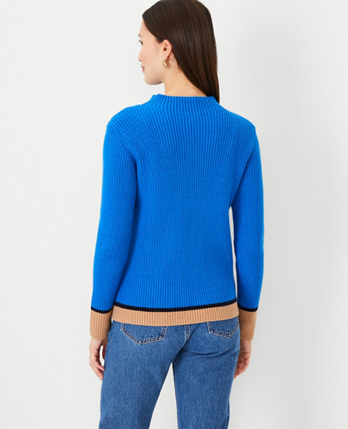 Colorblocked Mock Neck Sweater