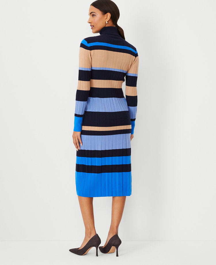 Striped Turtleneck Sweater Dress