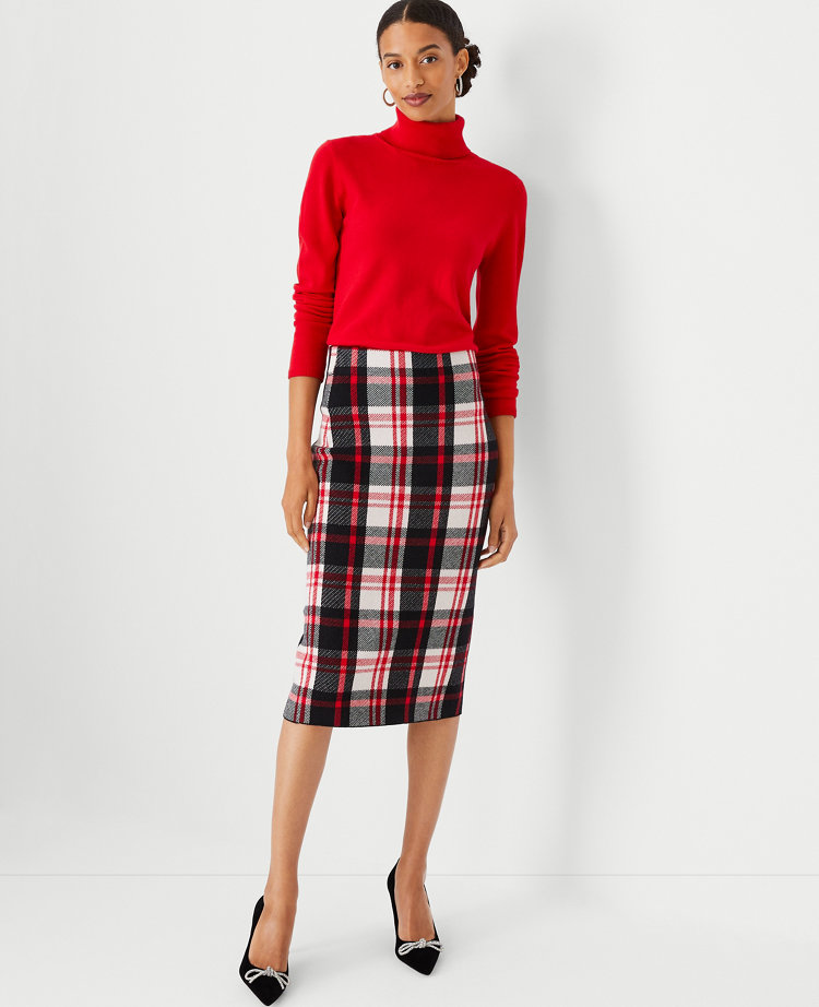 Plaid pencil outlet skirt long