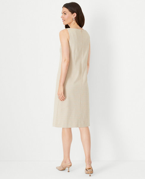 The Petite Boatneck Sleeveless Shift Dress in Micro Houndstooth Double Knit