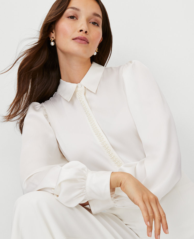 Pearlized Puff Sleeve Shirt