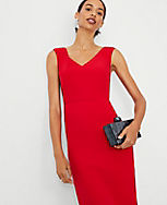 The V-Neck Sheath Dress in Fluid Crepe carousel Product Image 1