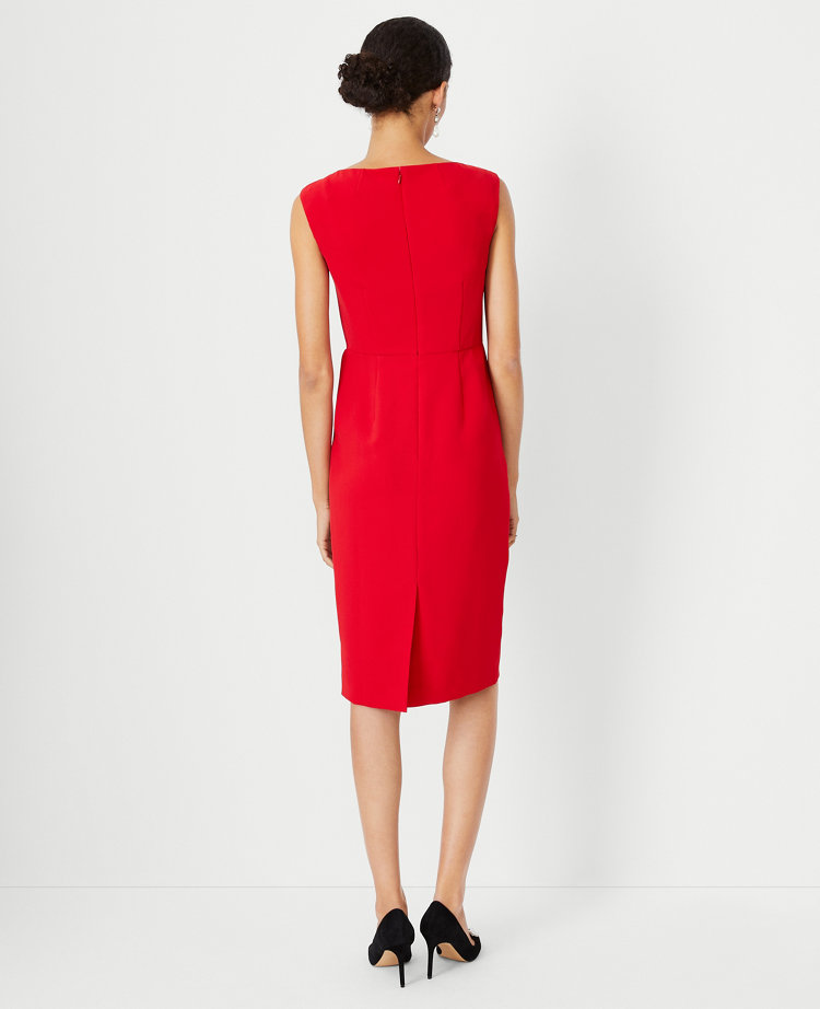 The V-Neck Sheath Dress in Fluid Crepe