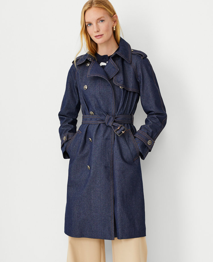 Denim Long Raglan Trench Coat