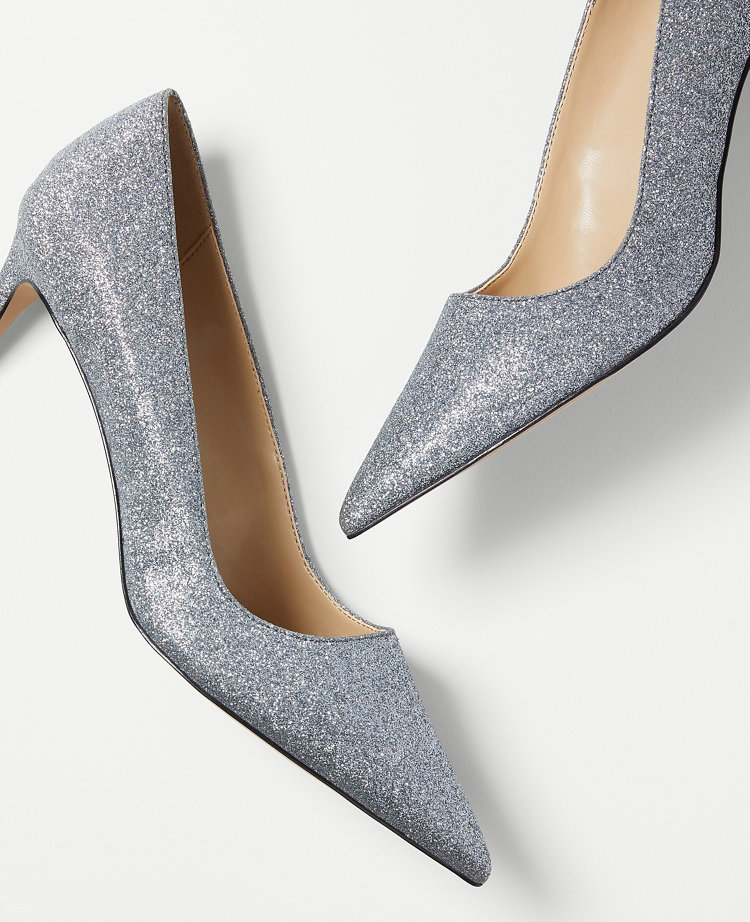 Glitter Straight Heel Pumps