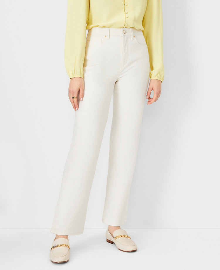 High Rise Straight Jeans in Ivory