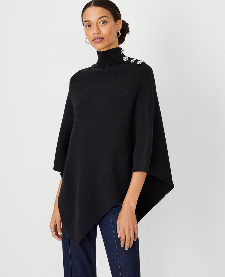 Mock neck poncho best sale