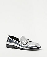 Metallic Gathered Seam Penny Loafers carousel Product Image 1