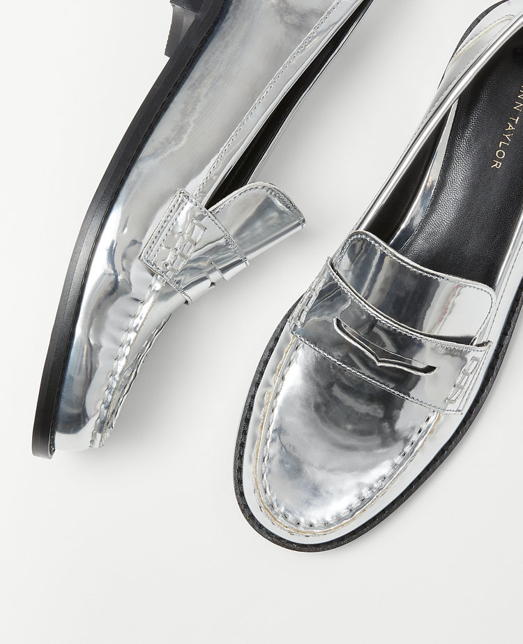 Silver 2024 metallic loafers