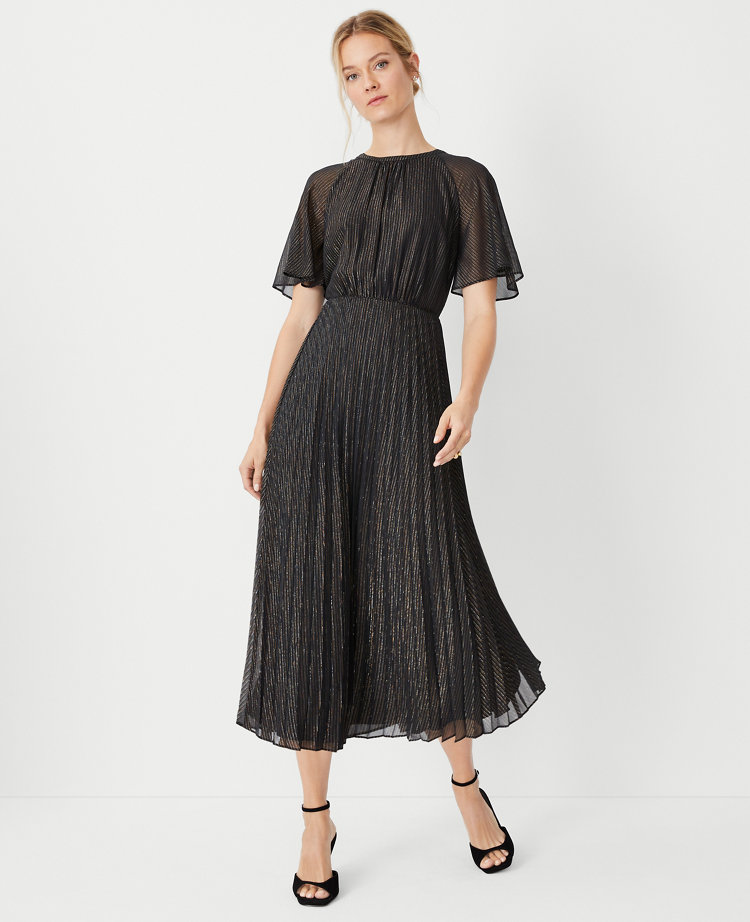 Black chiffon pleated outlet dress