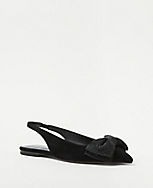 Crystal Bow Pointy Toe Suede Slingback Flats carousel Product Image 1