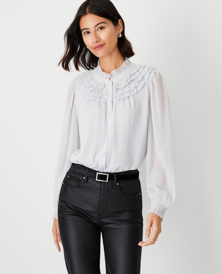 Ann Taylor Embroidered Yoke Tee